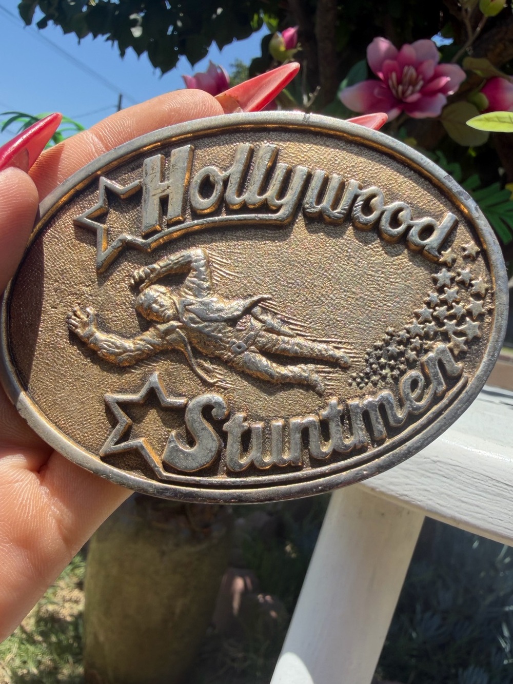 Othr Bronze-tone "Hollywood Stuntmen" Oval Belt Buckle